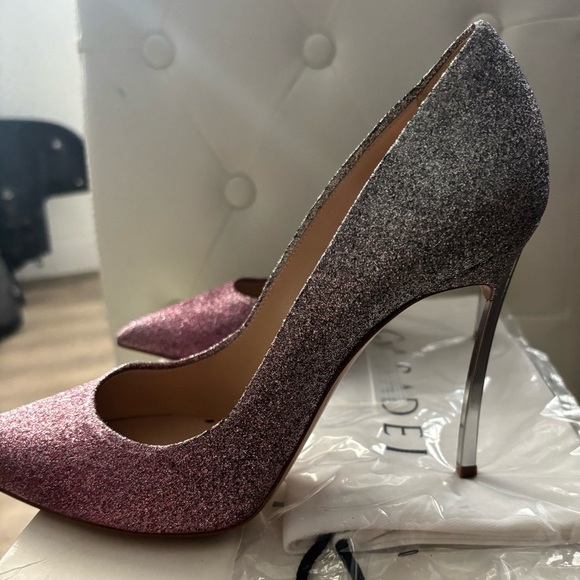 Authentic Casadei Blade Glitter Pink and Silver Heels-Retails for $995 - Picture 2 of 9